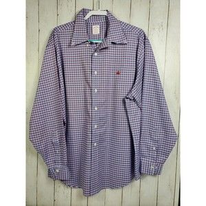 Brooks Brothers Dress Shirt Supima Cotton Mens XL Blue Original Polo Plaid